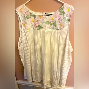 Suzanne Betro embroidered Top Floral Sleeveless 4x NWT